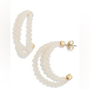 Nordstrom Gold and Cream Beaded Double Hoop Earrings::NWT::